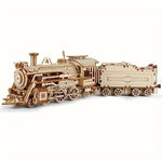 Locomotive 3D Wooden Puzzle Scale Model DIY Model Kit Handcraft Gift,Home Decoration,Mechanical Model Kit, Building Toy