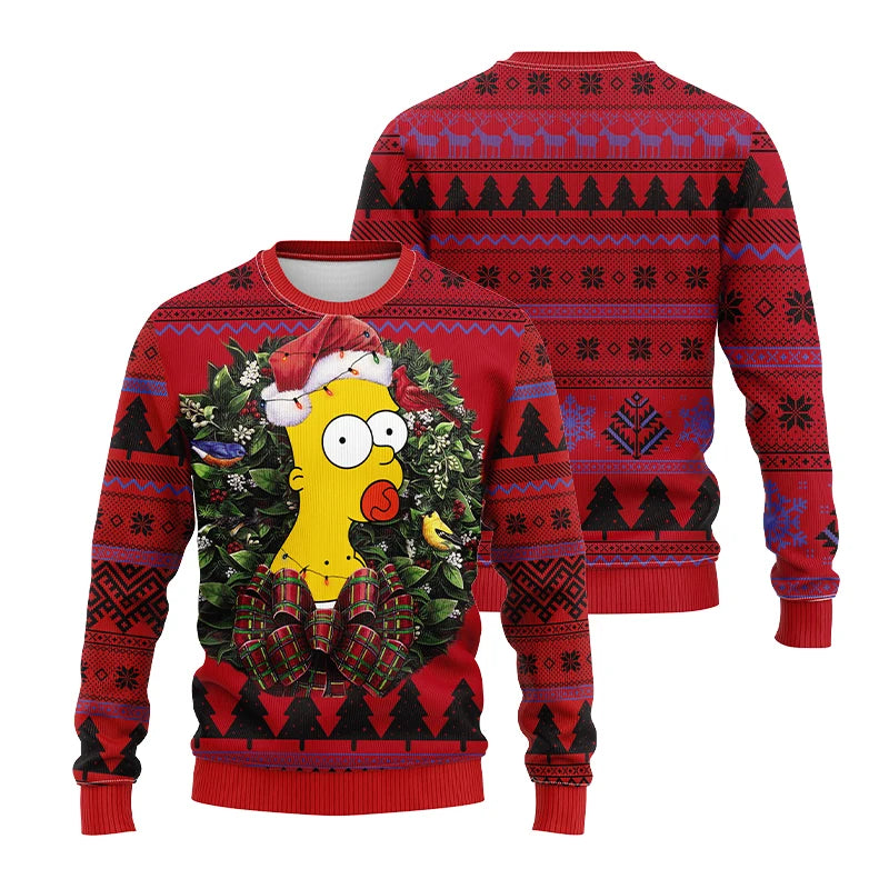 2026 Hot The Simpsons Print Sweatshirt Winter Christmas Ugly Hoodie Women's Casual Pullover Harajuku Festive Streetwear Y2k Top