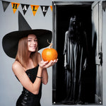 Halloween Door Cover, Halloween Door Backdrop Banner Ghost Creepy Devil Go Crazy Terror Theme Scary Halloween Party Decoration S