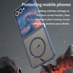 For Magsafe Magnetic Wireless Charging Shockproof Matte Phone Case for Samsung Galaxy Z Flip 7 Flip7 Hard PC Hybrid Armor Cover