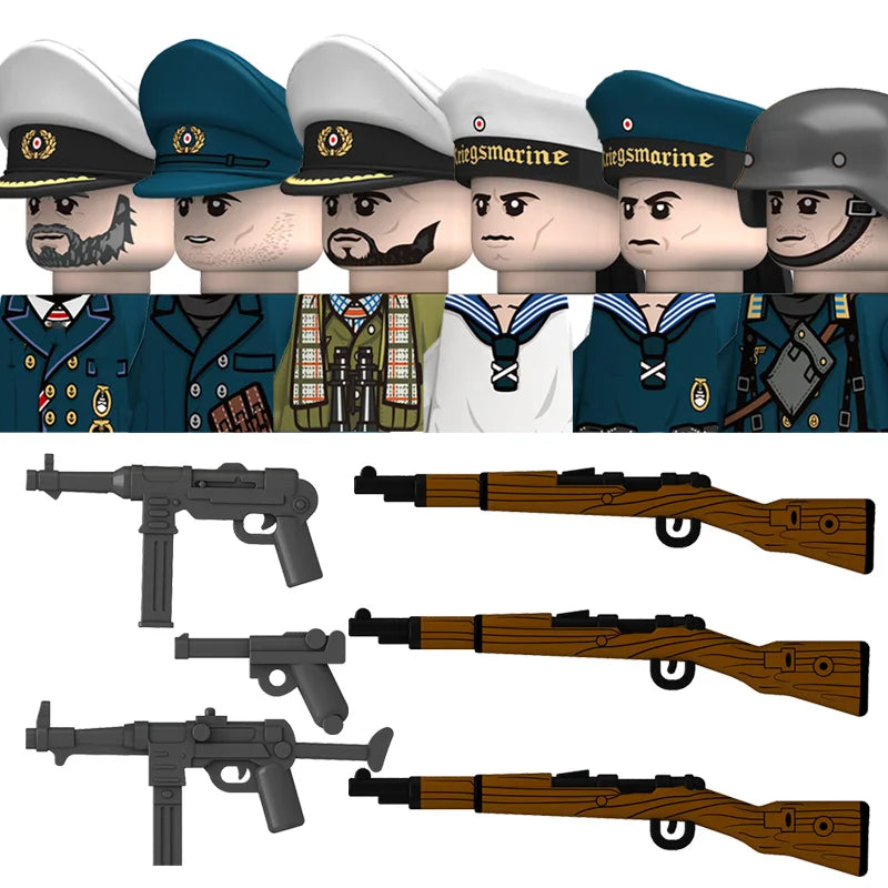Military WW2 German Navy Armored Troops Building Blocks US 101st Britain Soviet Union Soldiers Infantry Weapons Bricks Toys Kids