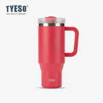 Tyeso 900/1200ML Tumbler Bottle Stainless Steel Car Mug With Handle Straw Thermal Iced Travel Vacuum Insulated Coffee Hot Cup