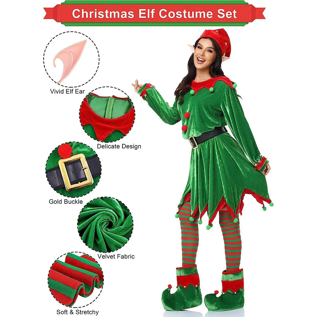 Santa Claus Costume Deluxe Christmas Outfit For Girls Santas Claus Costume Christmas Deluxe Outfit green M