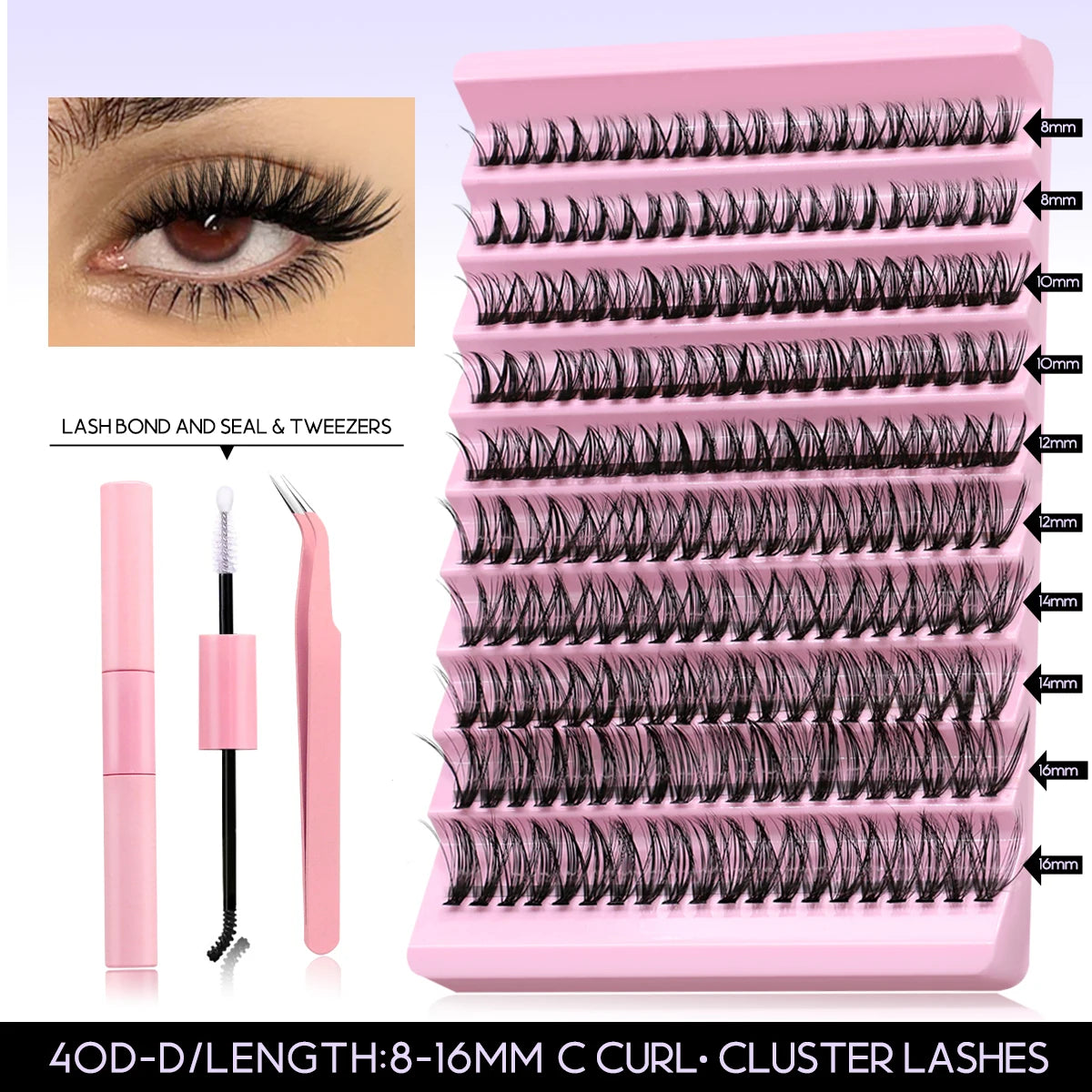 DIY Lash Extension Kit Individual Eyelash Extension Kit Cluster Lashes Kit Lash Glue Remover for Eyelash Extensions Makeup