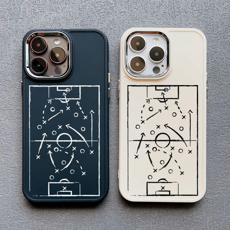 Case For iPhone 16 15 14 Pro Max Plus 13 12 11 Pro Max XR XS X 7 8 SE Football Basketball Tactical Board Pattern Silicone Covers