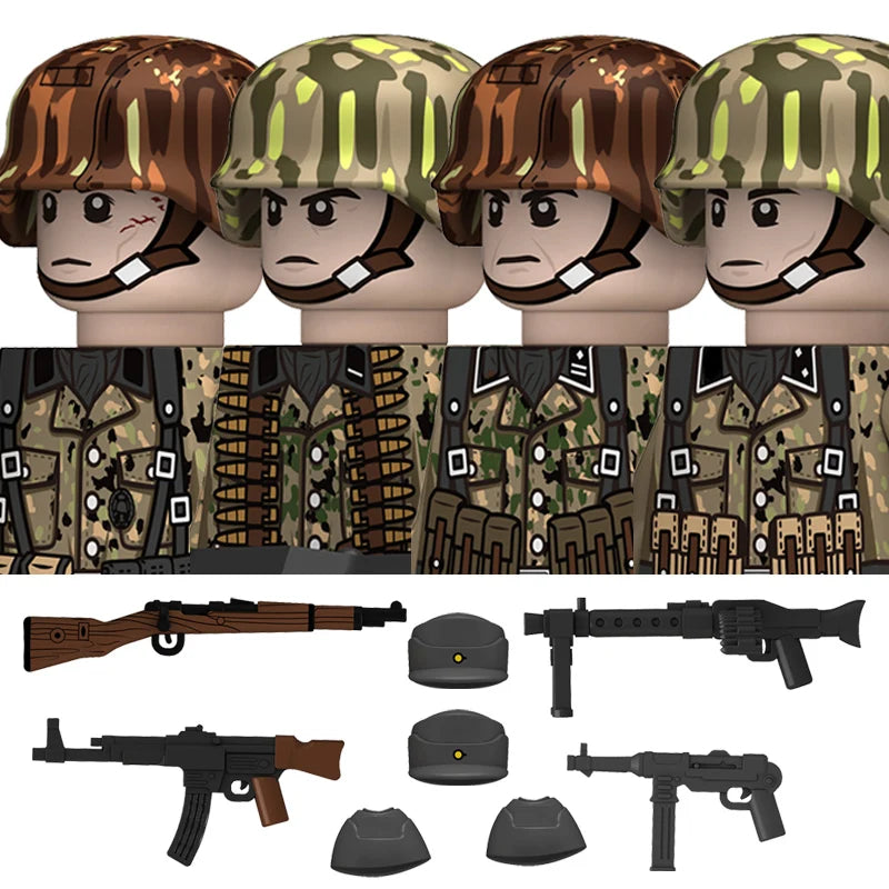 Military WW2 German Navy Armored Troops Building Blocks US 101st Britain Soviet Union Soldiers Infantry Weapons Bricks Toys Kids