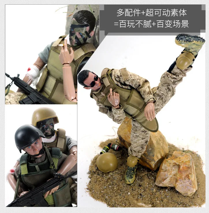 1/6 Action Figure Military Army 30cm Combat Swat Police Soldier With Gun Forces Model Toys