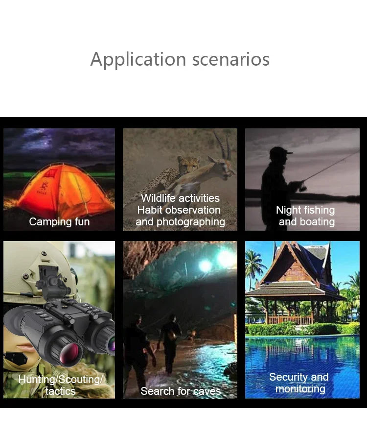 NV8300 Night Vision Binoculars Goggles 8X Digital Zoom 4K UHD 36MP 3D Head Mount Infrared Night Vision Device Hunting Telescope