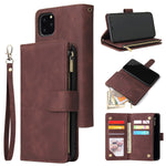 Premium Leather Wallet Case For iPhone 16 15 14 13 12 11 17 Pro Max Plus 17Air 16e Zipper Wallet Card Slots Magnetic Flip Cover