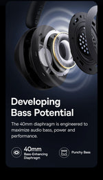 Baseus Bass 30 Max Wireless Headphone Bluetooth 5.3 40mm Bass-Enhance Foldable Over Ear Headsets 50H Play time Gaming Earphone