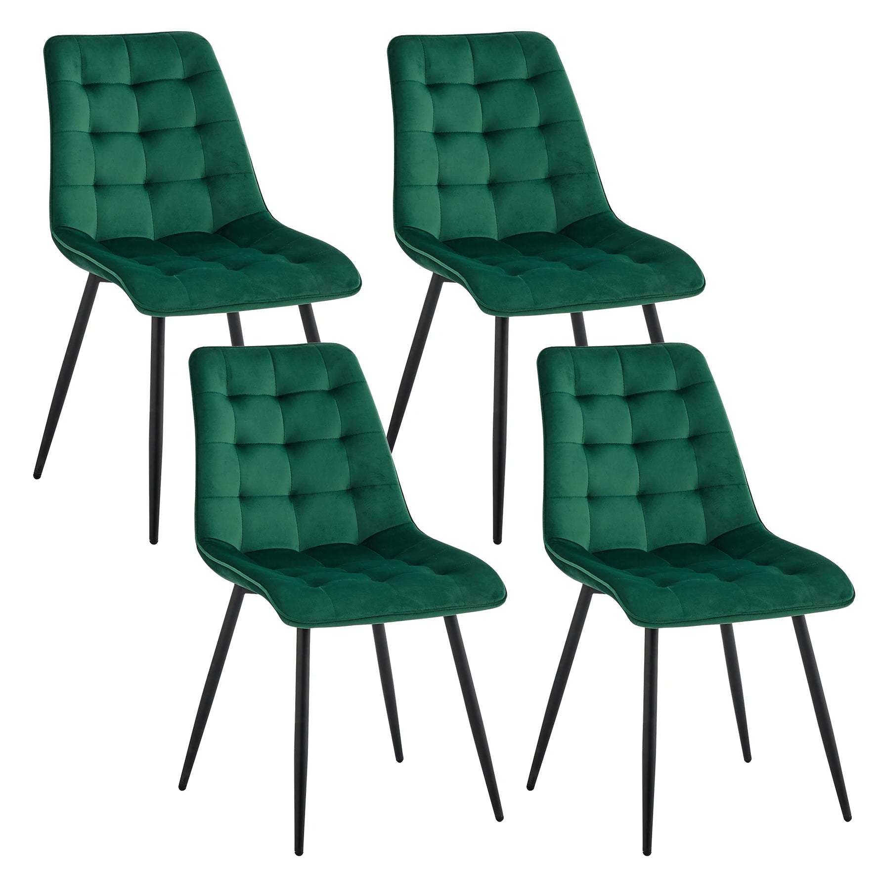 Set of 4 Velvet Dining Chairs Metal Legs Modern Comfortable Chair for Kitchen Bedroom Living Room Home Furniture