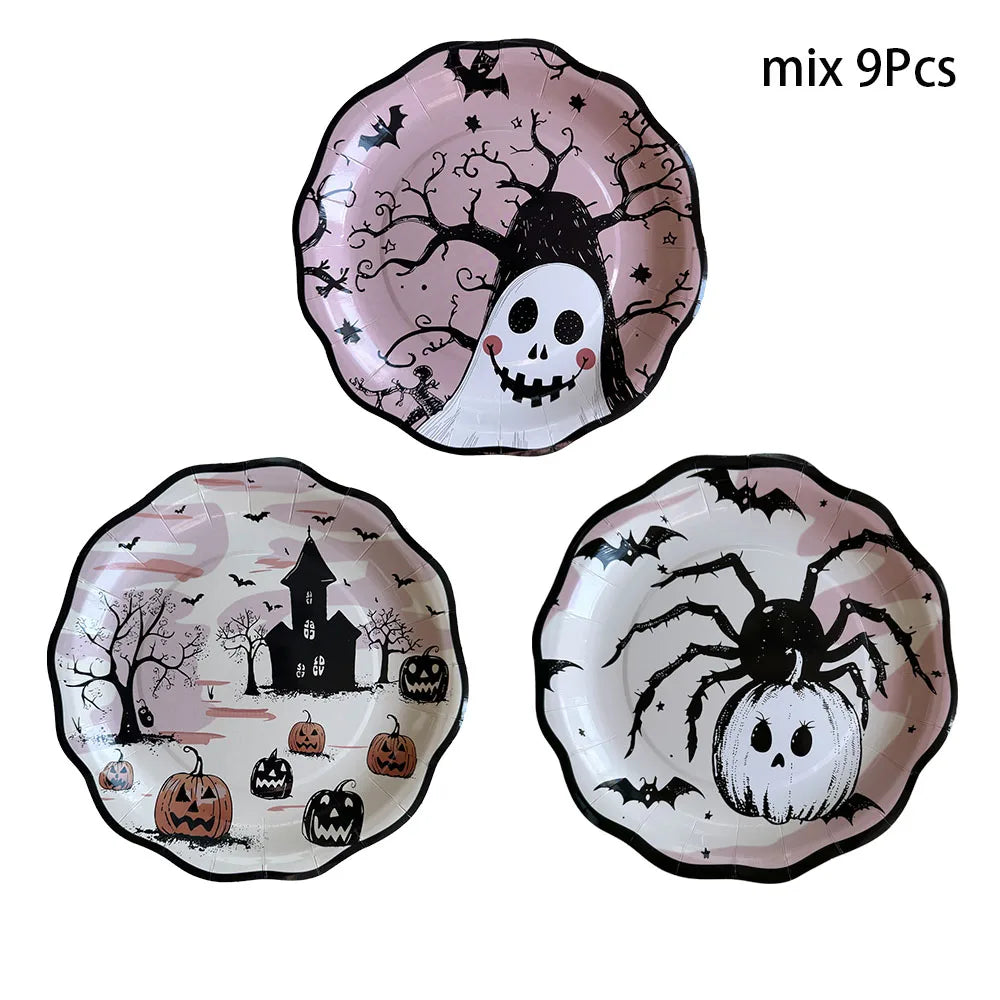 Bat Ghost Disposable Tableware Birthday Party Supplies Skeleton Plate Halloween Party Decoration Supplies