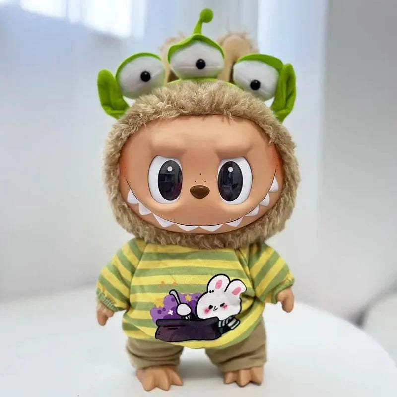 Doll outfit vinyl plush doll clothes for 38cm Korea Kpop Exo Labubu doll clothes striped shirt set