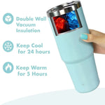 1pc Vacuum Tumbler with Lid Stainless Steel Portable Water Bottle with Dazzling Handle Insulated Tumbler Tote Handle 20/30OZ