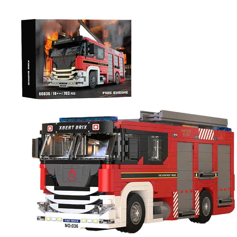 Fire Truck Building Kit – 704-Piece Rescue Vehicle Model | Educational Construction Toy for Kids