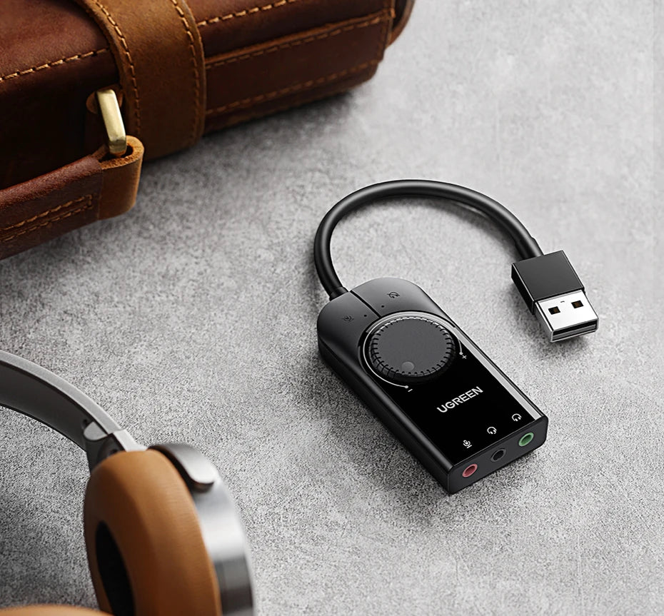UGREEN Sound Card USB Audio Interface External 3.5mm Microphone Audio Adapter Soundcard for PC Laptop PS4 Headset USB Sound Card