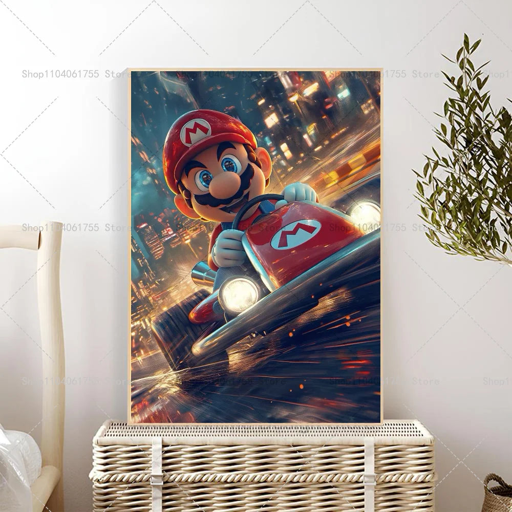 1PC Classic Anime Movie M-Marios Poster Self-adhesive Art Waterproof Paper Sticker Coffee House Bar Room Wall Decor