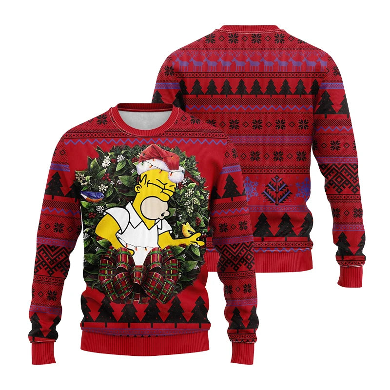 2026 Hot The Simpsons Print Sweatshirt Winter Christmas Ugly Hoodie Women's Casual Pullover Harajuku Festive Streetwear Y2k Top