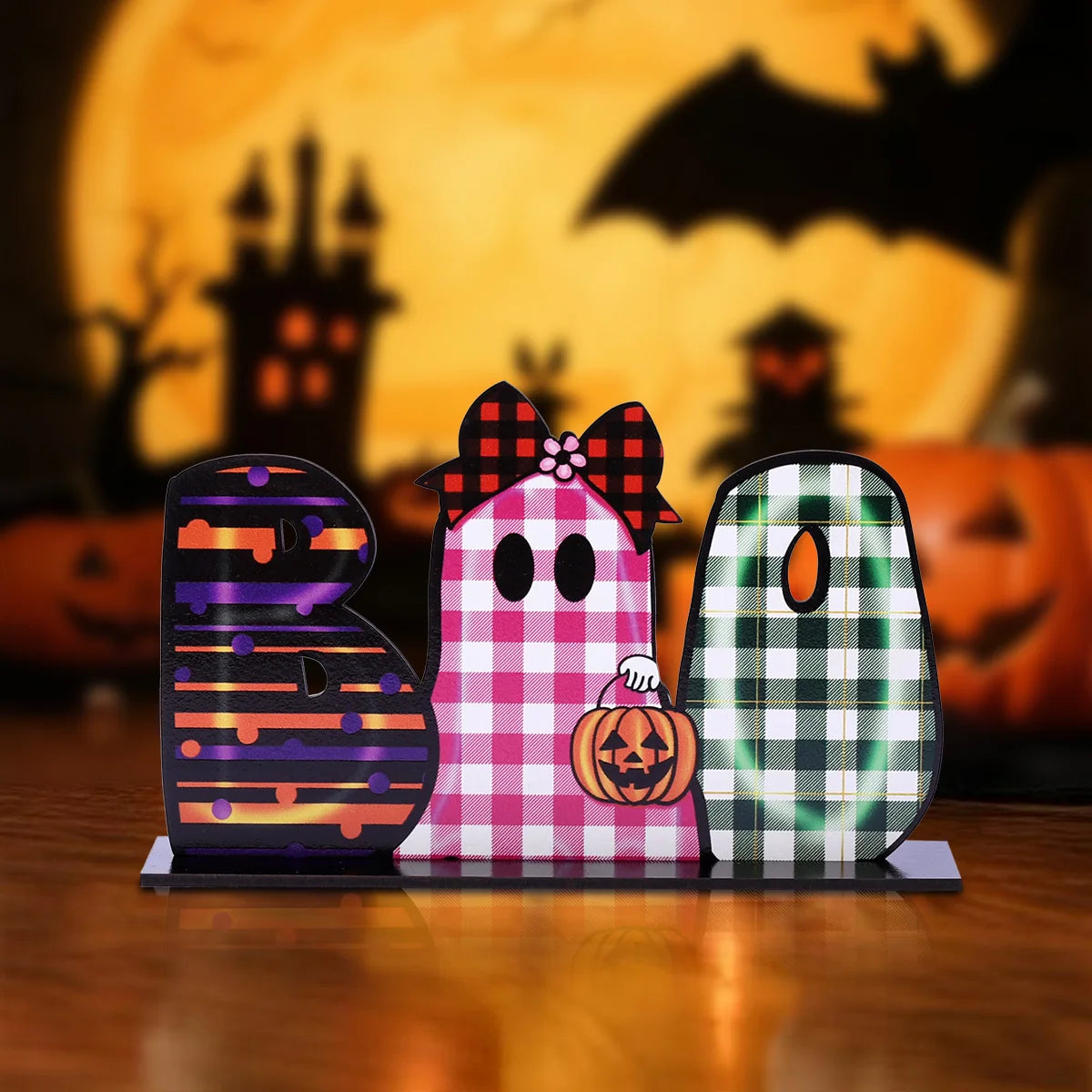 Halloween Spoky Letter Wooden Decor Festival Atmosphere Layout Tabletop Halloween Cartoon Decor Party Supplies Ornaments