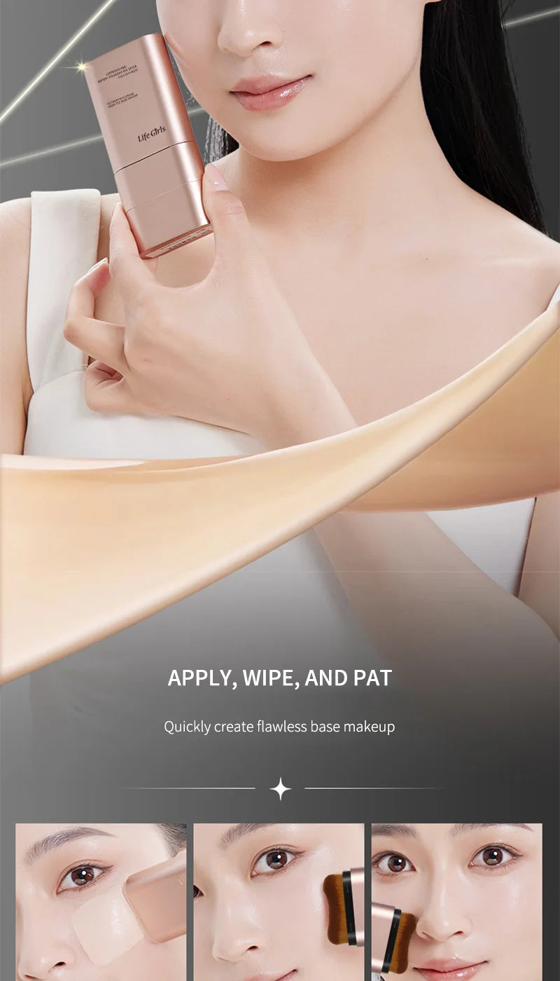 Clear and Moist Hydrating Foundation Naturally Perspective, Moisturizing, Bling, Glossy, Thin and Lightweight Double Head Makeup Foundation Rotated, More Comfortable, Waterproof Function, Easy to Makeup, Easy to Use