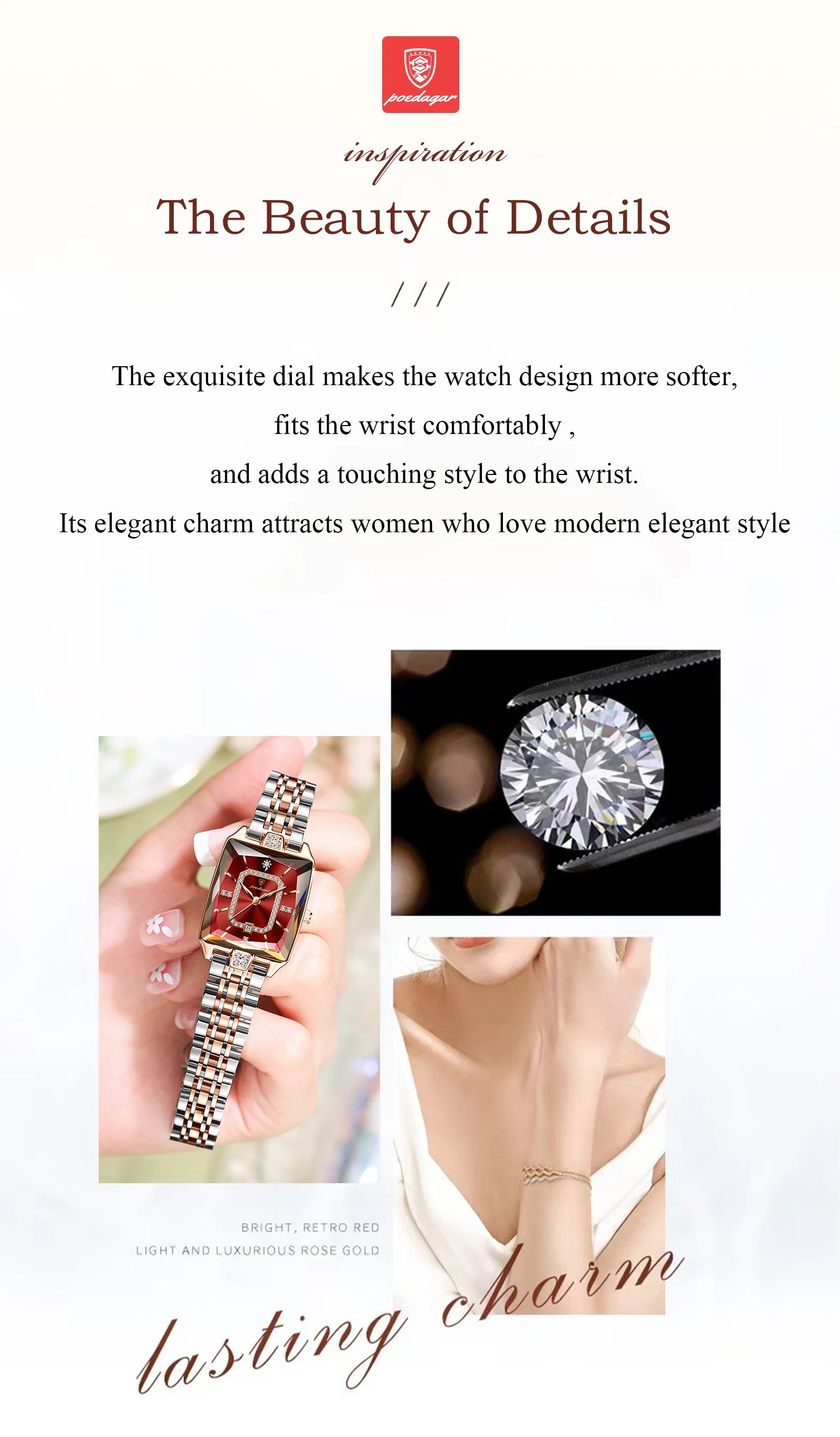 POEDAGAR Luxury Rectangle Watch For Woman Waterproof Calendar Simple Ladies Watch Fashion Stainless Steel Quartz Women's Watches