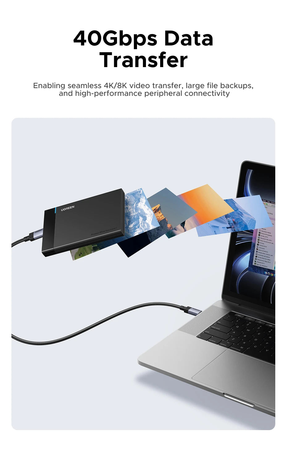 UGREEN USB4 Gen3 240W & USB3.1 Gen2 Fast Charging Cable 1m, Aluminum Shell Braided Nylon, PD3.1 for MacBook Pro iPad