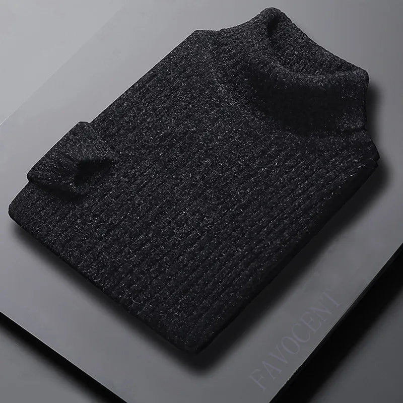 2025 New Turtleneck Sweater Men Solid Color Slim Pullovers Knitted Sweaters Mens Warm Autumn Winter Daily Casual Pullovers Man