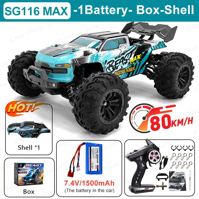 SG116MAX 80KM/H High Speed RC Car Brushless 4WD Off-Road Drift Remote Control Car 1:16 Professional Racing Cars SG116PRO 40KM/H