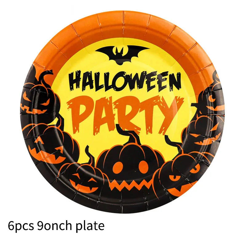 Halloween Themed Disposable Tableware Cups 7 Inch Plates 9 Inch Plates Halloween Party Decoration Supplies Festival Supplies