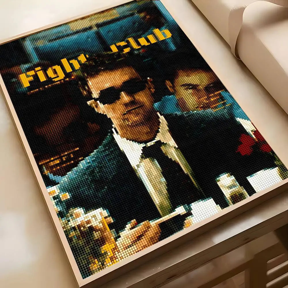 Movie Sticky Fight Club Poster High-definition art sticker Self adhesive waterproof home decoration for living room