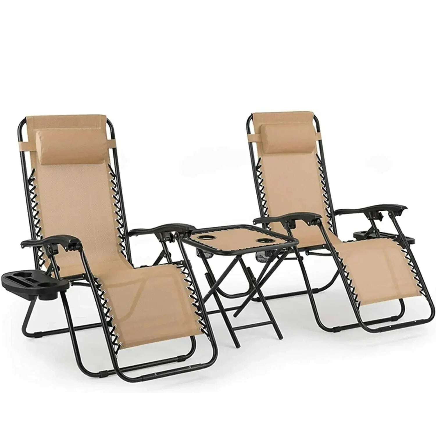 Homfa Folding Sun Lounger Set with Table