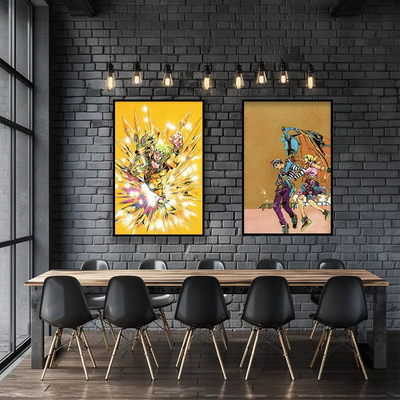 Anime JOJO Bizarre Adventure Retro Poster Canvas Wall Art Printing Waterproof Home Living Bed Room Bar Hallway Aesthetic Decor