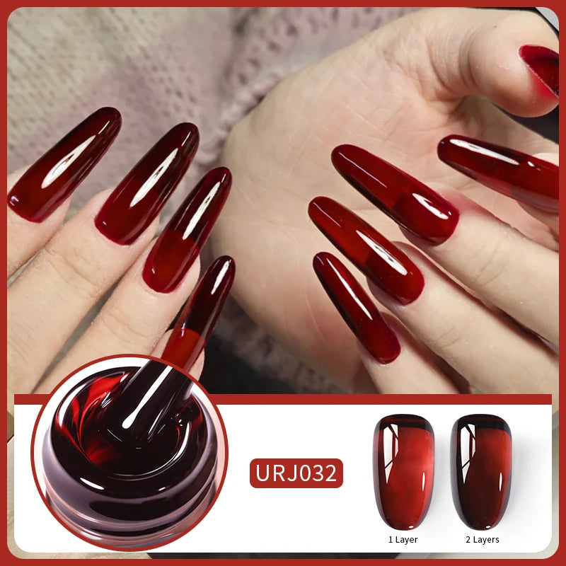 UR SUGAR 15ml Blood Red Jelly Gel Nail Polish Translucent Color Crystal Nude Gel Nail Art Varnish For Fall Winter Manicure