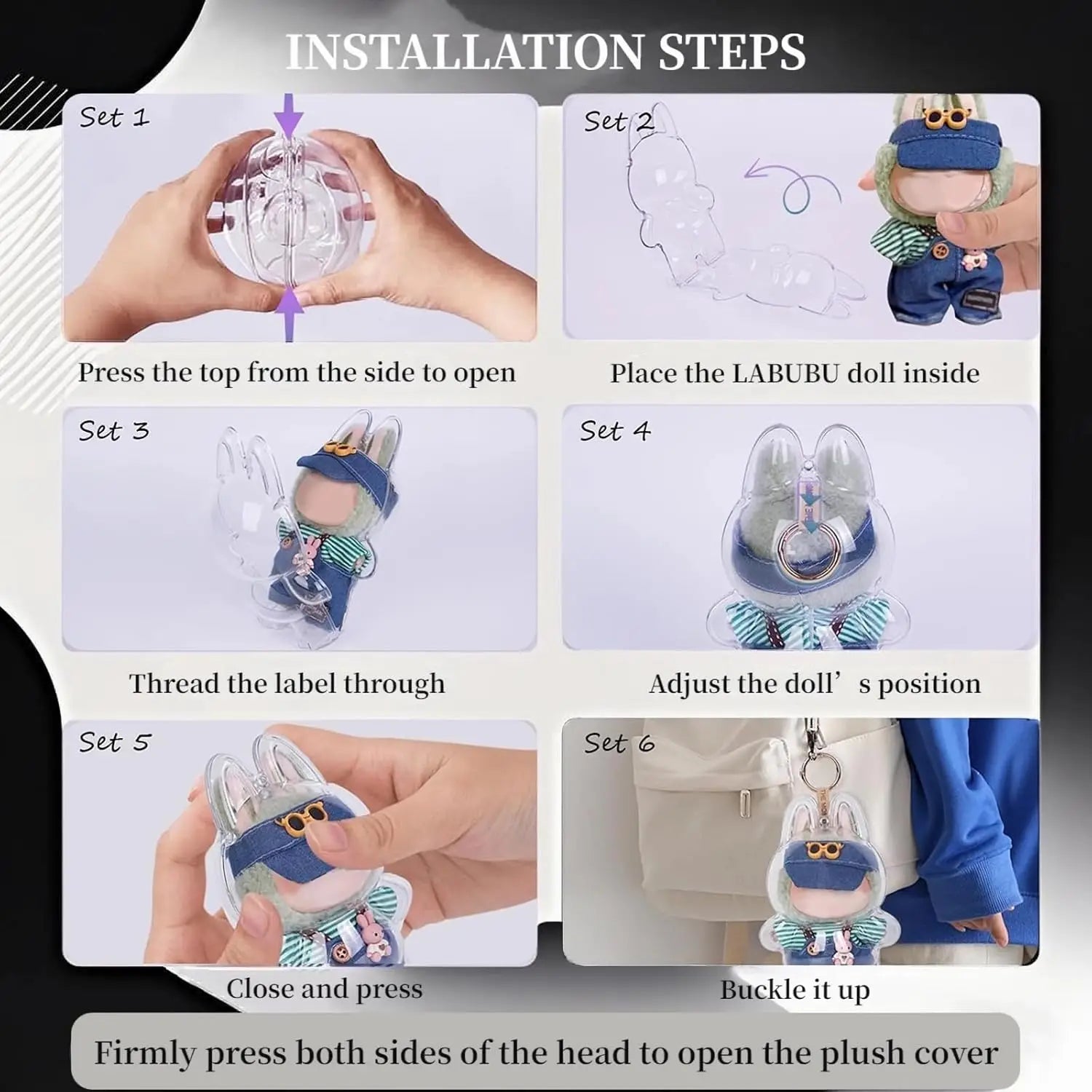 Transparent Cover For LABUBU Clear Macaron Protector Case Dust Sitting Case Popmart Bubble Mart Doll Accessories