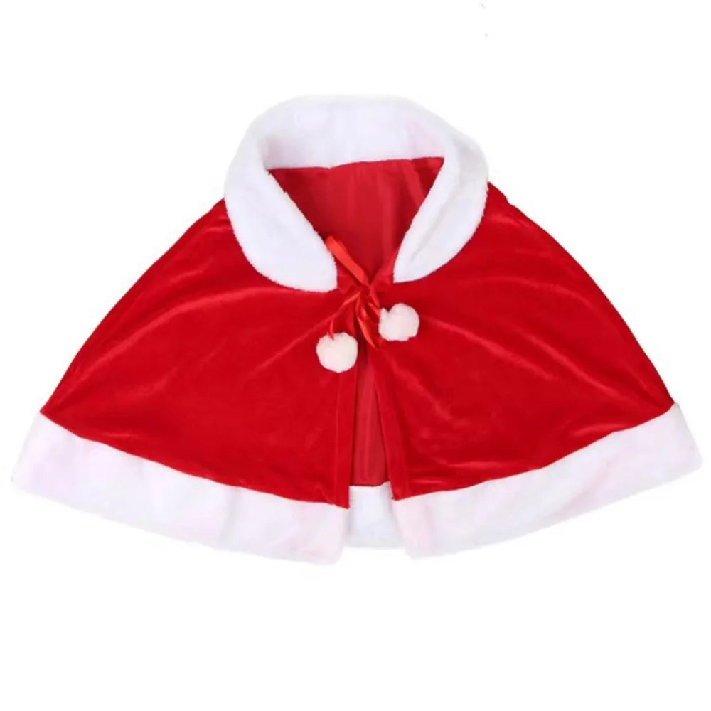 Christmas Shawl Performance Clothing Santa Claus Christmas Cloak Children's and Adults Christmas Cloak Velvet Christmas Costume