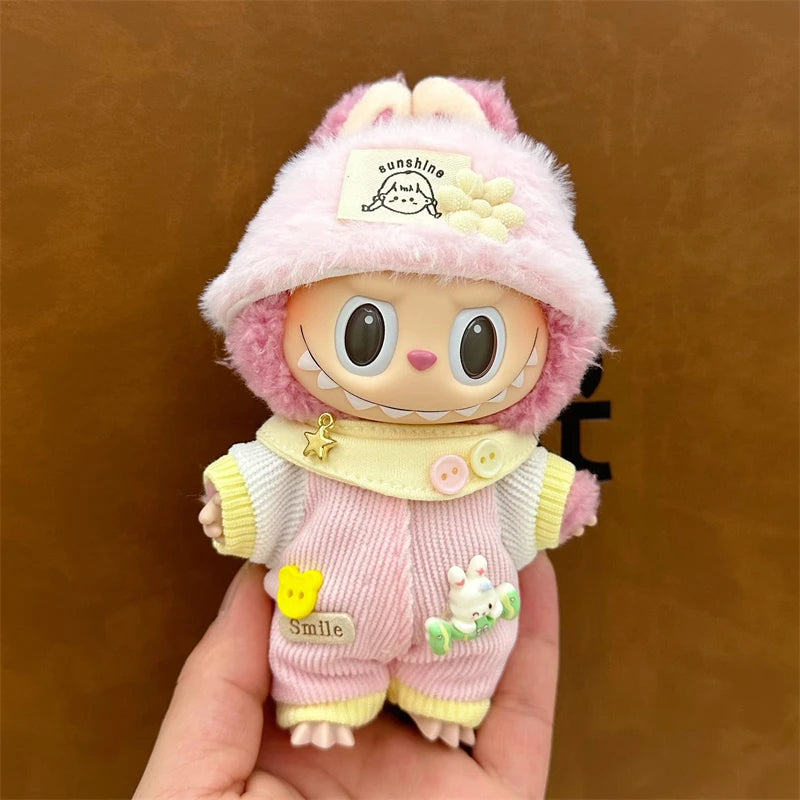 For 15/17cm Labubu V1 V2 Doll Clothing Fashion Hoodie and Pants Set Korean Idol Trendy DIY Doll Clothing Accessories Toy Gift