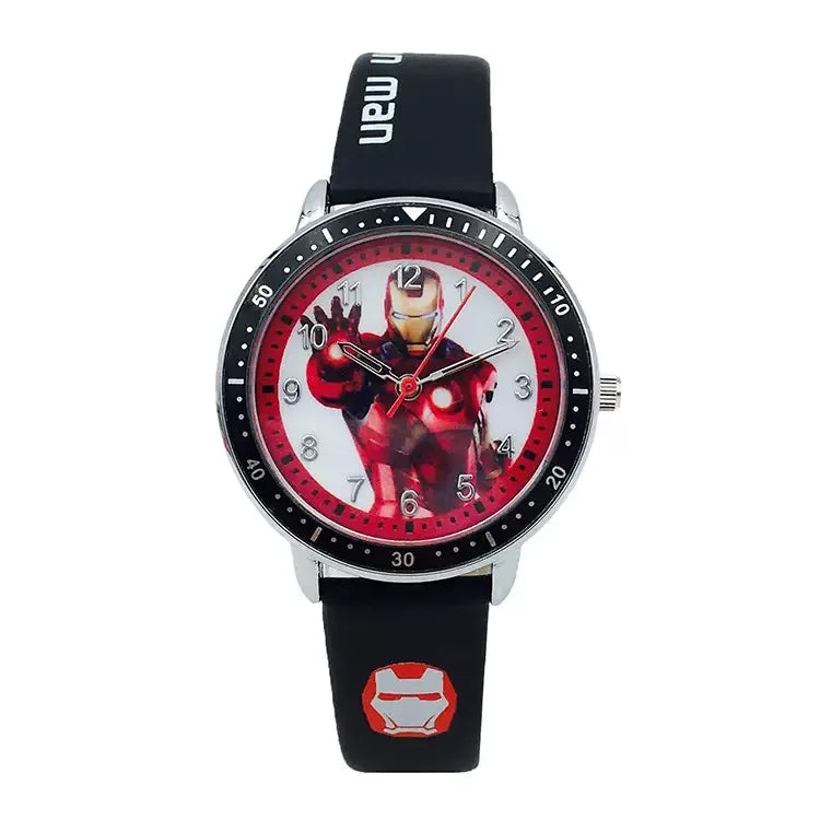 Disney Spider Man Children's Watch Iron Man Hulk Cartoon Quartz Watch Student Waterproof Silicone strap sports Quartz Watch Gift