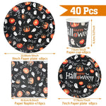 Halloween Disposable Tableware Pumpkin Ghost Boo Paper Plates Cups Napkins Kids Favor Happy Halloween Decoration Trick or Treat