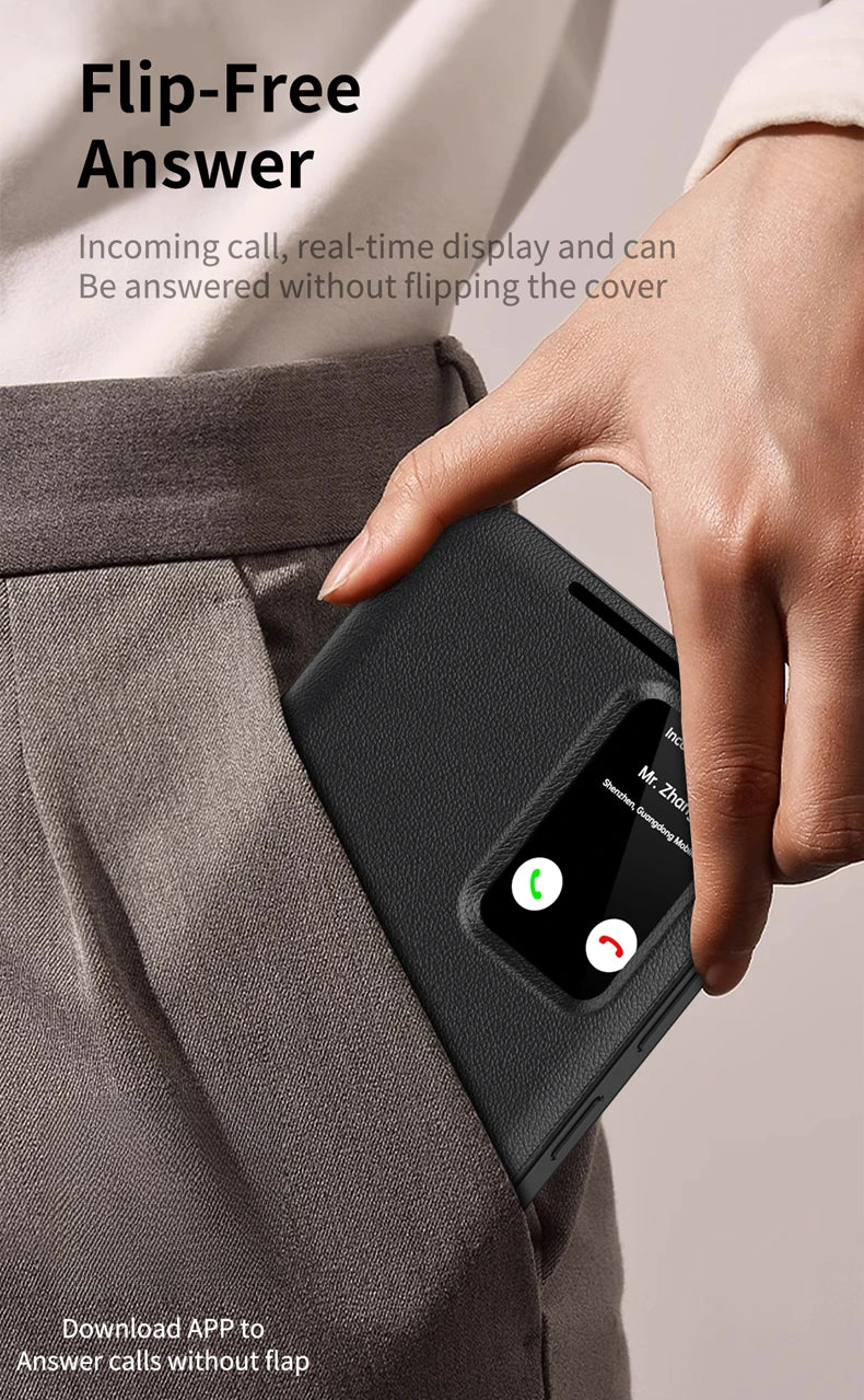 For Samsung Galaxy S25 Ultra Smart View Window Case ELVEV Durable Quality Leather Flip-Free Answering Cover for Samsung S25 S25+