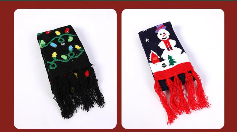 Christmas LED Scarf - Knitted Multicolor Light-Up Scarf for Kids and Adults