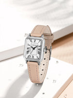 Fashion Rectangle Quartz Wrist Watch for Women Luxury Brand Roman Dial Leather Strap  Ladies Watches Clock