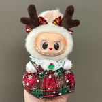 17cm Mini Plush Doll'S Clothes Outfit Accessories For Korea Kpop Labubu V1 V2 V3 Christmas onesie hat set Clothing