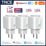 TNCE Tuya WiFi/Zigbee Smart Plug 16A/20A EU Smart Socket With Power Monitoring Timing Function Work With Alexa GoogleHome
