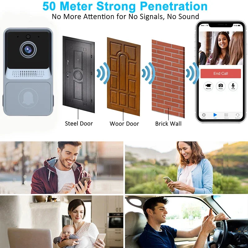 Outdoor WiFi Smart Home Camera Video Doorbell Security Door Bell Night Vision Video Intercom Wireless Button Household Doorbell