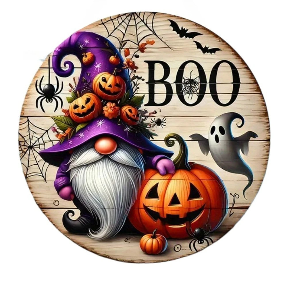 Halloween-Themed Hanging Sign (1 Piece) - Features Pumpkin & Gnome Patterns | Perfect for Halloween Decor, Homes, Offices,