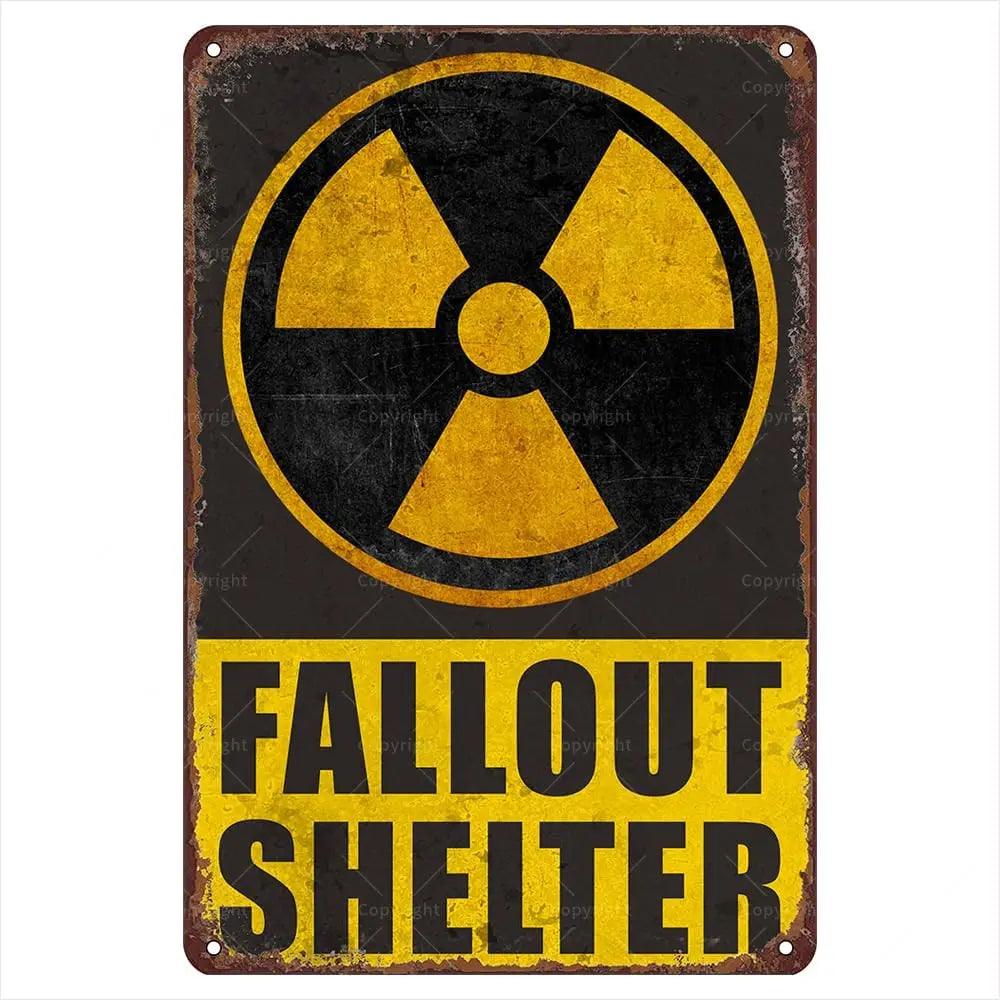 1p,Fallout Shelter Tin Sign - Vintage Retro Warning Sign, ; - Rustic Wall Decor For Home, Shelter, Or Office - Gift For Chemical