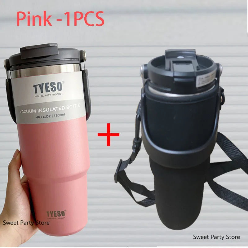 Tyeso 600/750/900/1050/1200ML Stainless Steel Thermos Bottle Car Coffee Cup Sports Water Bottles Keeps Cold and Heat Thermal Mug