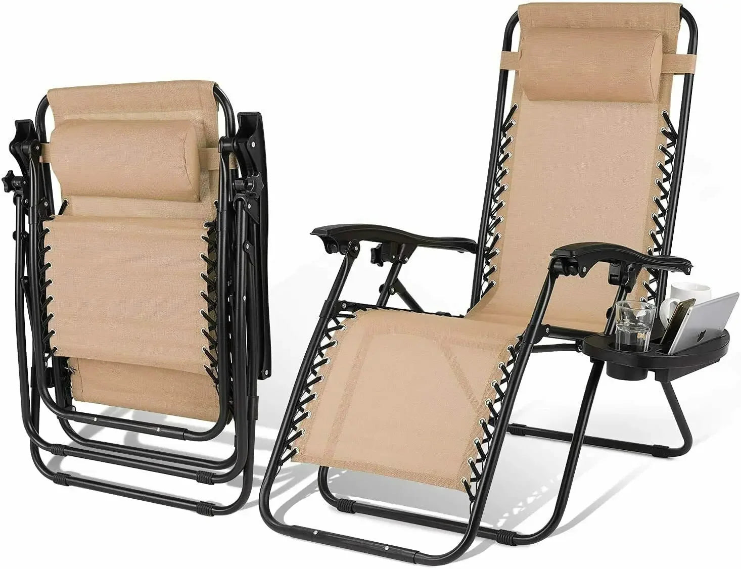 Homfa Folding Sun Lounger Set with Table
