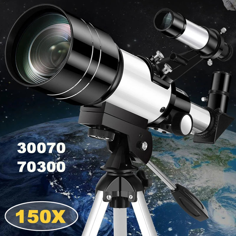 Professional Astronomical Telescope F30070 Monocular 150 Times Zoom HD Night Vision  View Moon Star  AZM70300 Stargazing