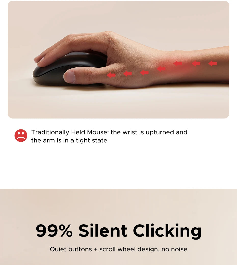 UGREEN Vertical Wireless Mouse 2.4G Ergonomic 4000DPI 6 Mute Buttons for MacBook Tablet Laptops Computer PC Mice Black Pink